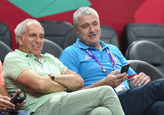 Trener Fenrbahčea Željko Obradović i Predrag Danilović, predsednik Košarkaškog saveza Srbije